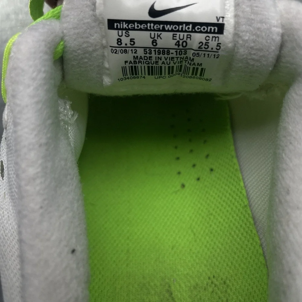 Nike Women Lunarglide 4 White Green 8.5 Running Cross Training Athletic Shoes